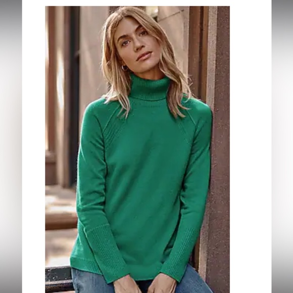 J. Jill Sweaters - Like New J. Jill L Cashmere Cowl-Neck Sweater, Light Malachite